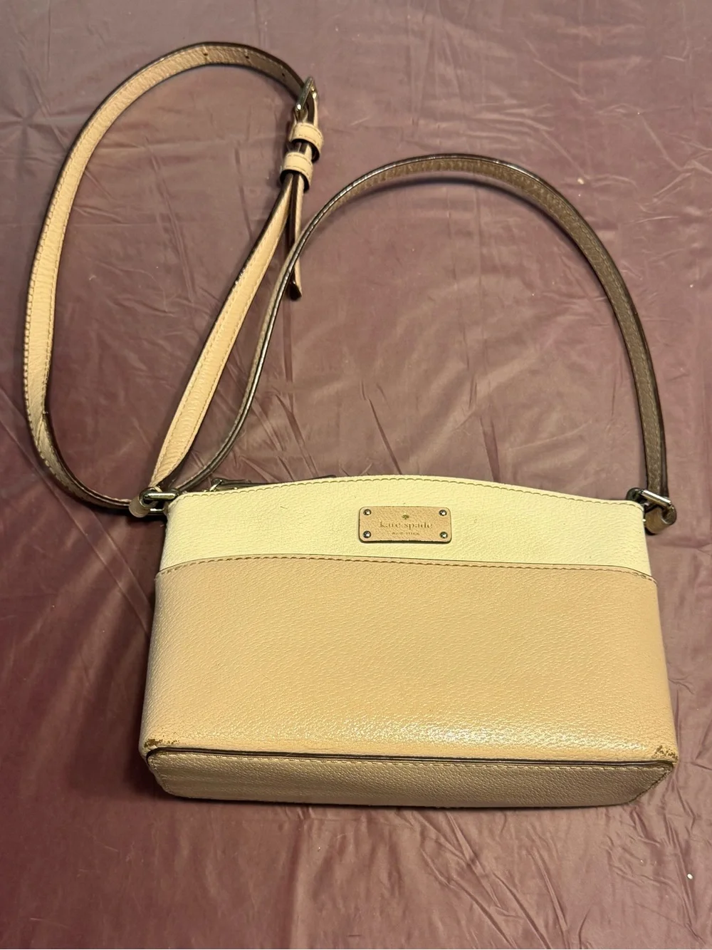 kate spade Grove Street Millie Pebble Leather Two-Tone Crossbody Bag Cream/Tan
